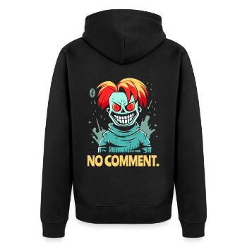 No comment, says the evil clown - Unisex Premium Organic Zip Hoodie - black - Back - Nico (187cm)