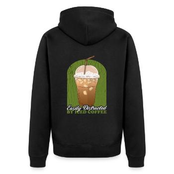 Iced Coffee | Coffee Lover Gift - Unisex Premium Organic Zip Hoodie - black - Back - Nico (187cm)