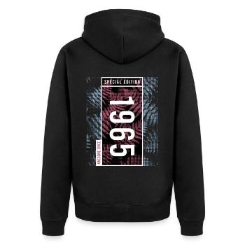 Special Edition 1965 Birthday Urban Graphic - Unisex Premium Organic Zip Hoodie - black - Back - Nico (187cm)