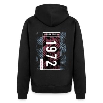 Special Edition 1972 Birthday Urban Graphic - Unisex Premium Organic Zip Hoodie - black - Back - Nico (187cm)