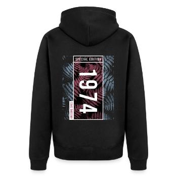 Special Edition 1974 Birthday Urban Graphic - Unisex Premium Organic Zip Hoodie - black - Back - Nico (187cm)