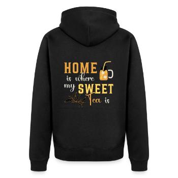 Sweet Tea Home Is Where My Sweet Tea Is Chai Tea - Unisex Premium Bio Zip Hoodie - Schwarz - Hinten - Nico (187cm)