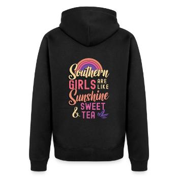 Les filles du sud du thé sucré sont comme des amateurs de thé au lait - Veste à capuche bio Premium Unisexe - noir - Dos - Nico (187cm)
