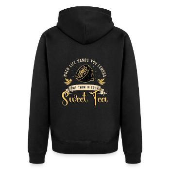 Thé sucré quand la vie vous tend Citrons Amateur de thé - Veste à capuche bio Premium Unisexe - noir - Dos - Nico (187cm)