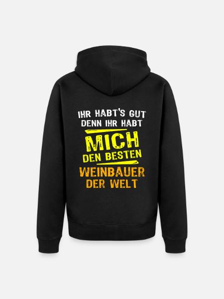 Weinbauer Geschenk - Unisex Premium Bio Zip Hoodie - Schwarz
