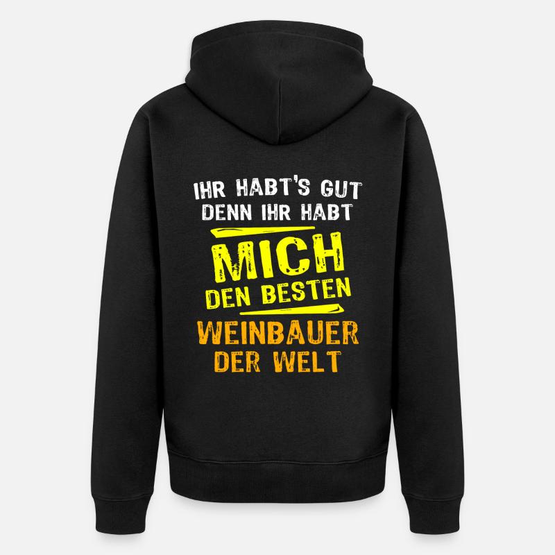 Weinbauer Geschenk - Unisex Premium Bio Zip Hoodie - Schwarz