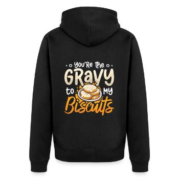 Biscuits And Gravy You're The Gravy Southern Food - Unisex Premium Bio Zip Hoodie - Schwarz - Hinten - Nico (187cm)
