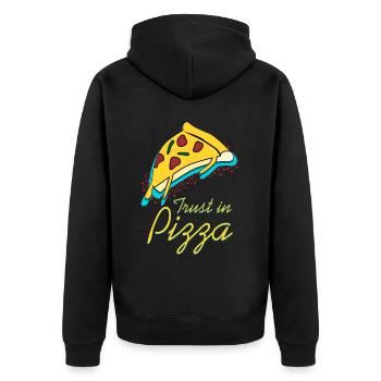 Pizza Pizzas Pizzaria - Unisex Premium Bio Zip Hoodie - Schwarz - Hinten - Nico (187cm)