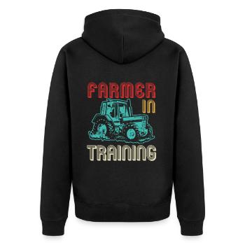 Traktorliebhaber Lustiges Traktorgeschenk - Unisex Premium Bio Zip Hoodie - Schwarz - Hinten - Nico (187cm)