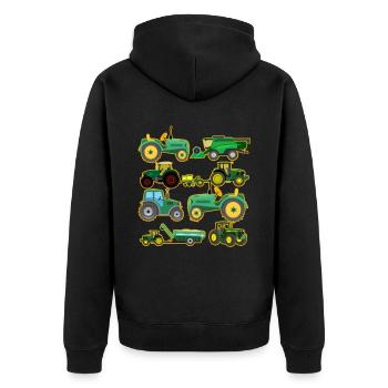 Traktorliebhaber Lustiges Traktorgeschenk - Unisex Premium Bio Zip Hoodie - Schwarz - Hinten - Nico (187cm)