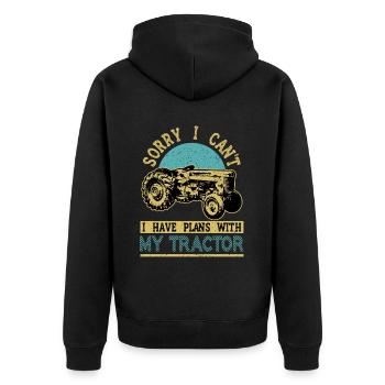 Traktorliebhaber Lustiges Traktorgeschenk - Unisex Premium Bio Zip Hoodie - Schwarz - Hinten - Nico (187cm)