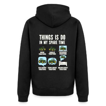 Traktorliebhaber Lustiges Traktorgeschenk - Unisex Premium Bio Zip Hoodie - Schwarz - Hinten - Nico (187cm)