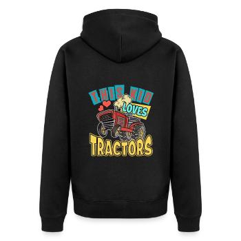 Traktorliebhaber Lustiges Traktorgeschenk - Unisex Premium Bio Zip Hoodie - Schwarz - Hinten - Nico (187cm)