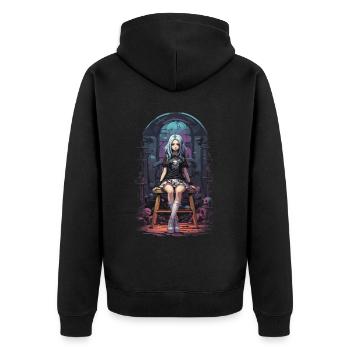 Kawaii Goth Pastel Anime e-girl Streetwear - Veste à capuche bio Premium Unisexe - noir - Dos - Nico (187cm)