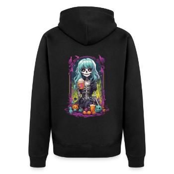 Gothic Pumpkin Spice latte skeleton eGirl Design - Unisex Premium Organic Zip Hoodie - black - Back - Nico (187cm)