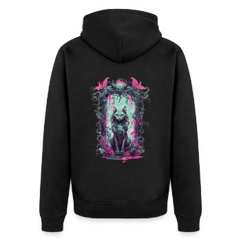 Gothic Occult Cat Magic Monster Design - Unisex Premium Organic Zip Hoodie - black - Back - Nico (187cm)