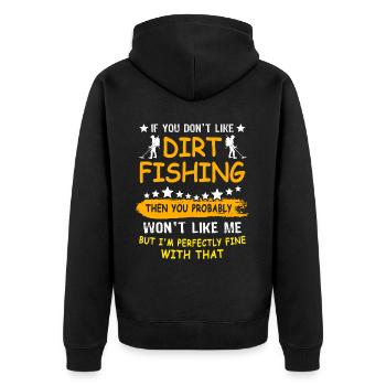 Dirt Fishing Metalldetektor - Unisex Premium Bio Zip Hoodie - Schwarz - Hinten - Nico (187cm)