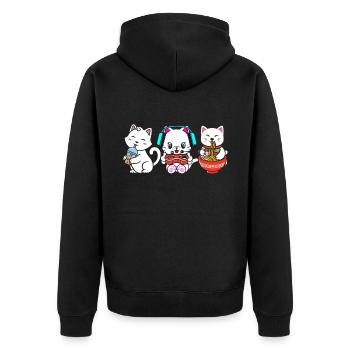 Chat Boba Thé Bubble Tea Gaming Gamer Ramen Anime - Veste à capuche bio Premium Unisexe - noir - Dos - Nico (187cm)