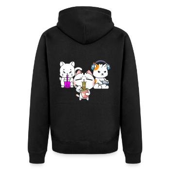 Chat Boba Thé Bubble Tea Gaming Gamer Ramen Anime - Veste à capuche bio Premium Unisexe - noir - Dos - Nico (187cm)