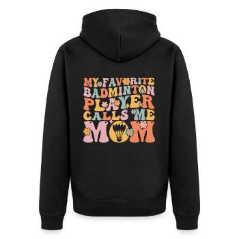 Groovy Spielerin - Unisex Premium Bio Zip Hoodie - Schwarz - Hinten - Nico (187cm)
