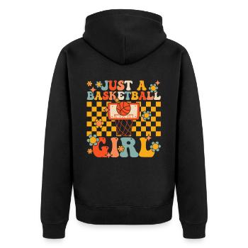 Groovy Spielerin - Unisex Premium Bio Zip Hoodie - Schwarz - Hinten - Nico (187cm)