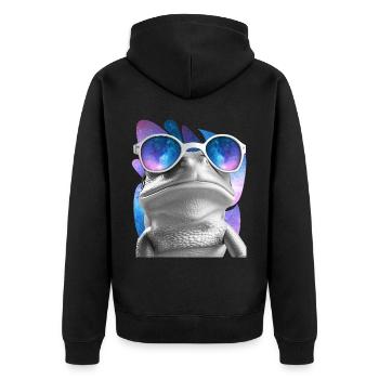 Frog Space Glasses Red Eyed Tree Frog Galaxy Sungl - Unisex Premium Bio Zip Hoodie - Schwarz - Hinten - Nico (187cm)