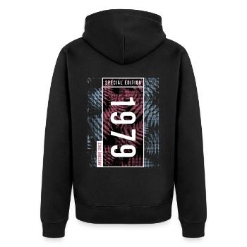 Special Edition 1979 Birthday Urban Graphic - Unisex Premium Organic Zip Hoodie - black - Back - Nico (187cm)