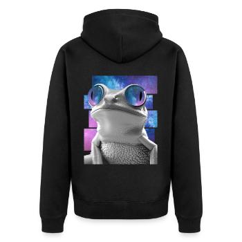 Frog Space Glasses Galaxy Sunglasses Amphibian Pet - Unisex Premium Bio Zip Hoodie - Schwarz - Hinten - Nico (187cm)