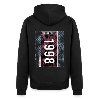 Special Edition 1998 Birthday Urban Graphic - Unisex Premium Organic Zip Hoodie - black - Back - Nico (187cm)
