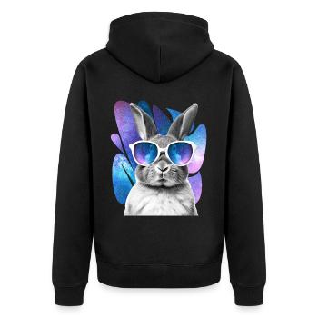 Rabbit Space Glasses Bunny Galaxy Sunglasses Meme - Unisex Premium Bio Zip Hoodie - Schwarz - Hinten - Nico (187cm)