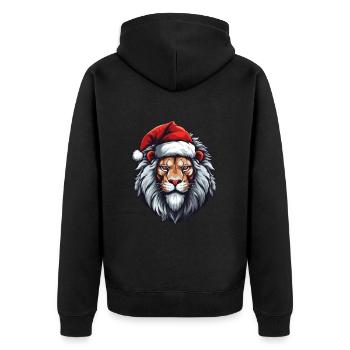 Lion Portrait Christmas - Unisex Premium Organic Zip Hoodie - black - Back - Nico (187cm)