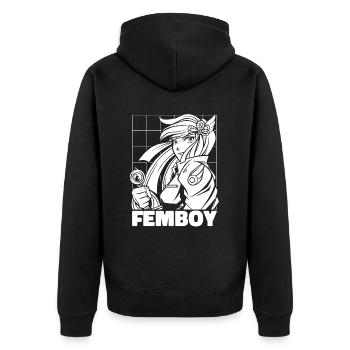 Anime Manga Kawaii Femboy Anime - Unisex Premium Bio Zip Hoodie - Schwarz - Hinten - Nico (187cm)