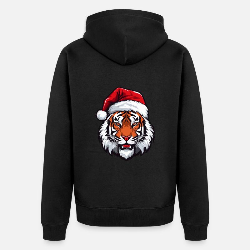 Portrait de tigre Noël - Veste à capuche bio Premium Unisexe - noir