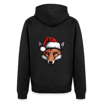 Fox Portrait Christmas - Unisex Premium Organic Zip Hoodie - black - Back - Nico (187cm)