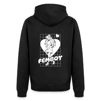 Anime Manga Kawaii Femboy Anime - Unisex Premium Bio Zip Hoodie - Schwarz - Hinten - Nico (187cm)