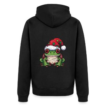 Portrait de grenouille Noël - Veste à capuche bio Premium Unisexe - noir - Dos - Nico (187cm)