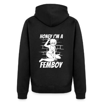 Anime Manga Femboy Anime - Unisex Premium Bio Zip Hoodie - Schwarz - Hinten - Nico (187cm)