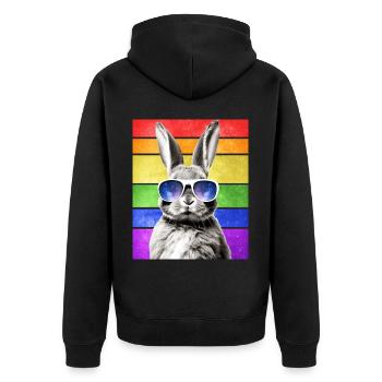 LGBTQ Rabbit Space Glasses Bunny Galaxy Sunglasses - Unisex Premium Bio Zip Hoodie - Schwarz - Hinten - Nico (187cm)