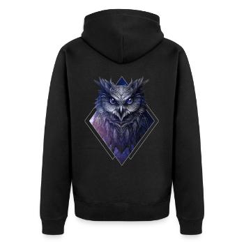 Celestial Owl Space Bird Galaxy Nebula Spirit Anim - Unisex Premium Bio Zip Hoodie - Schwarz - Hinten - Nico (187cm)