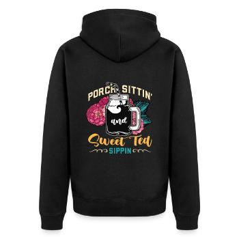 Thé sucré Porche assis et nourriture sucrée du Sud - Veste à capuche bio Premium Unisexe - noir - Dos - Nico (187cm)