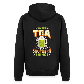 Sweet Tea And Southern Things Southern Food Lover - Unisex Premium Organic Zip Hoodie - black - Back - Nico (187cm)