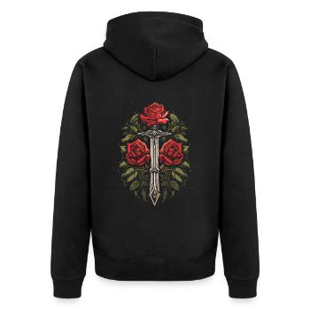 Épée Goth Rose rouge - Veste à capuche bio Premium Unisexe - noir - Dos - Nico (187cm)