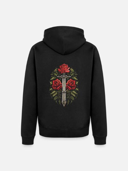 Épée Goth Rose rouge - Veste à capuche bio Premium Unisexe - noir