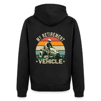 Mein Rasenmäher Im Ruhestandsfahrzeug Rennend - Unisex Premium Bio Zip Hoodie - Schwarz - Hinten - Nico (187cm)