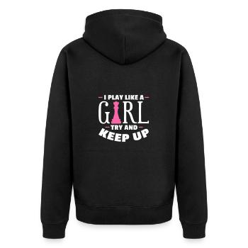 Chess Chessboard Checkmate Chess Player - Unisex Premium Organic Zip Hoodie - black - Back - Nico (187cm)