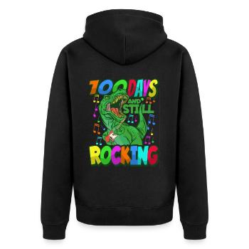 100th Day of School Dino Costume 100 Days of School - Unisex Premium Organic Zip Hoodie - black - Back - Nico (187cm)