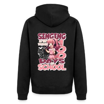 100. Tag Der Schulgesundkostüm 100 Schultage - Unisex Premium Bio Zip Hoodie - Schwarz - Hinten - Nico (187cm)