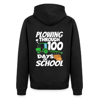 100. Tag Des Schul Traktorkostüms 100 Schultage - Unisex Premium Bio Zip Hoodie - Schwarz - Hinten - Nico (187cm)