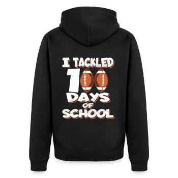 100th Day of School Football Costume 100 Days of School - Unisex Premium Organic Zip Hoodie - black - Back - Nico (187cm)