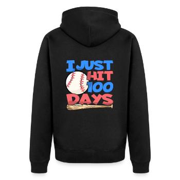 100. Tag Des Schulbaseballkostüms 100 Tage - Unisex Premium Bio Zip Hoodie - Schwarz - Hinten - Nico (187cm)
